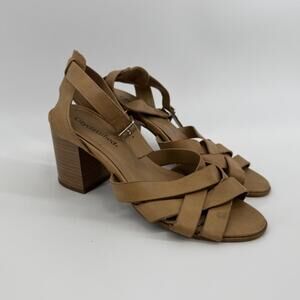 City Classified Women's Tan Strappy Block Heel Sandals (Size 7.5) #TM225